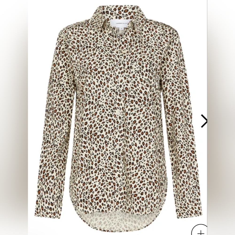 NWT Current Elliott Sz 0 Cream Brown Leopard Print Office Career Work Button Up